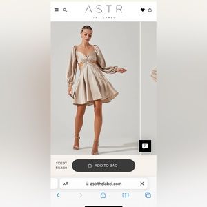 ASTR ANAMARIA CUTOUT LONG SLEEVE MINI DRESS Gold